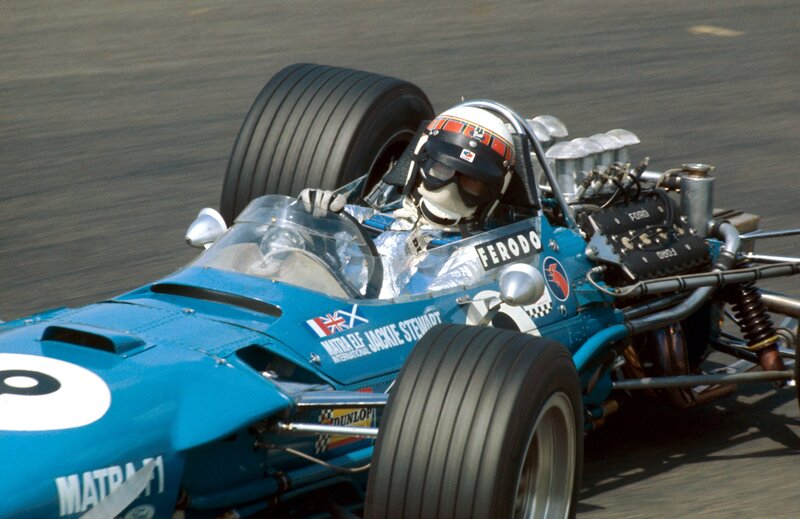 Jackie Stewart in a racing car