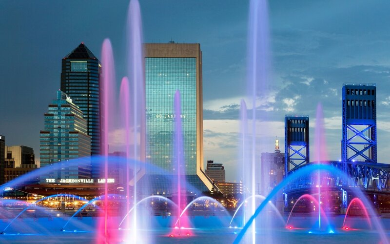 Jacksonville Skyline at Dusk — Blue