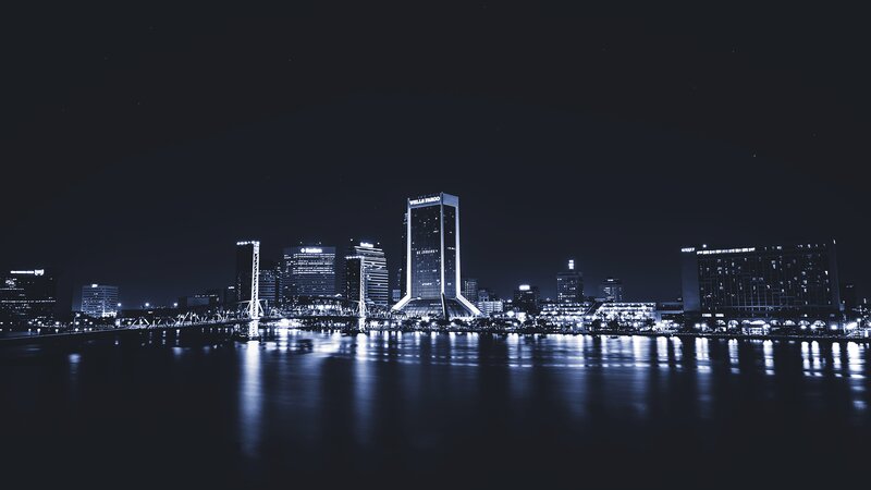 Jacksonville Skyline at Night — Black, Dark