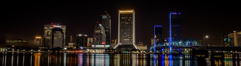 Jacksonville Skyline at Night — Black