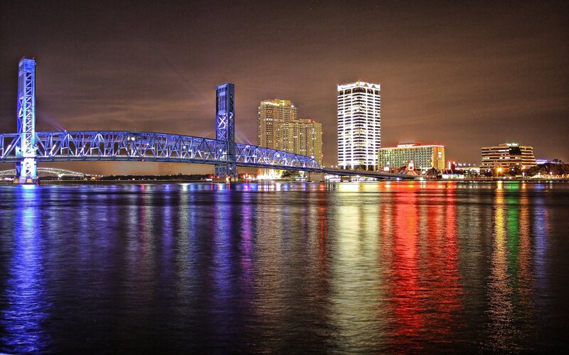 Jacksonville Skyline at Night — Blue
