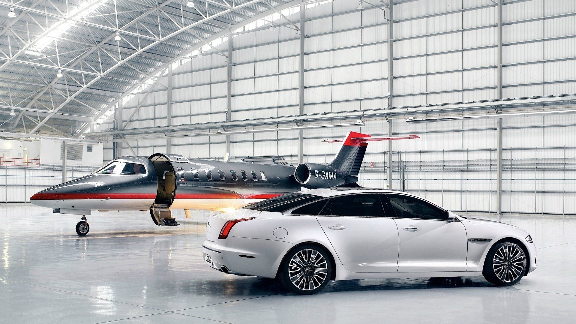Jaguar car and private jet