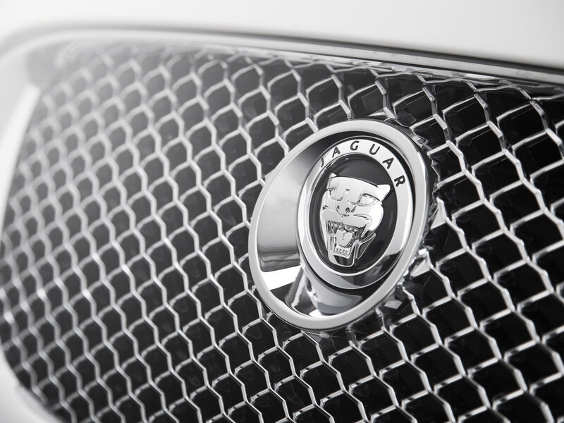 Jaguar car emblem close-up