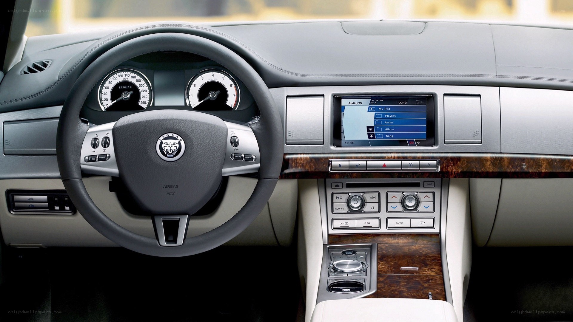 Jaguar car interior dashboard