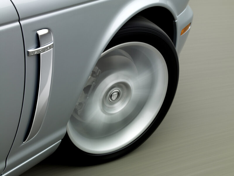 Jaguar car wheel in motion