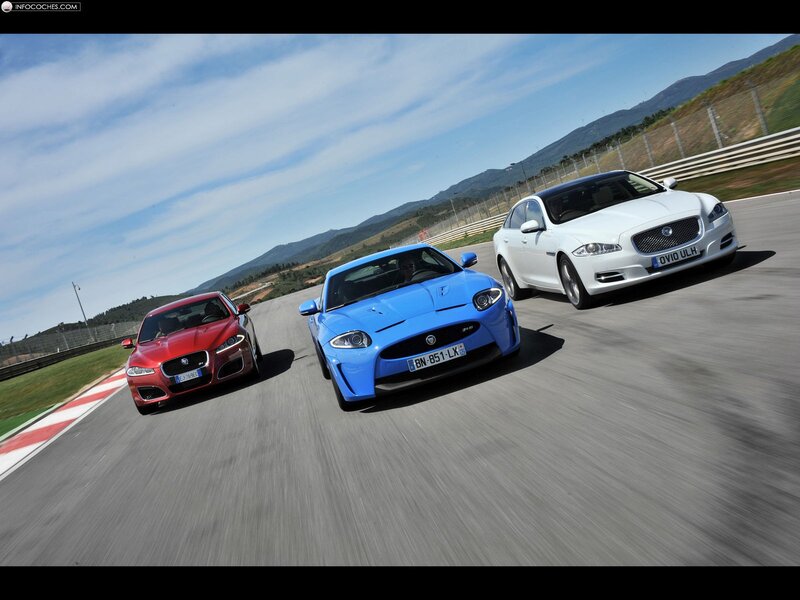 Jaguar cars on a racetrack