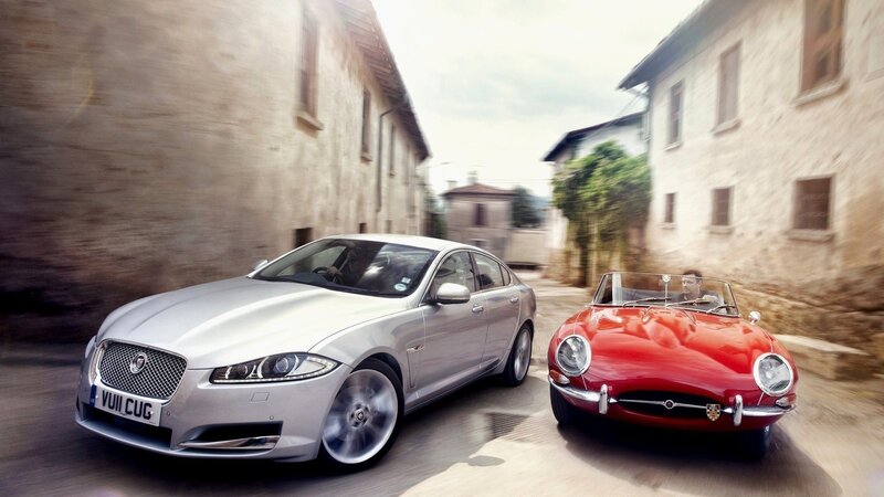 Jaguar cars on a street
