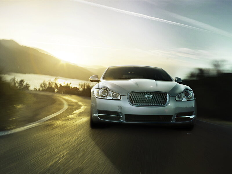 Jaguar driving on a scenic road