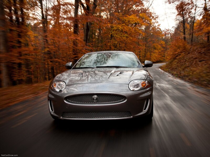 Jaguar F-Type on autumn road