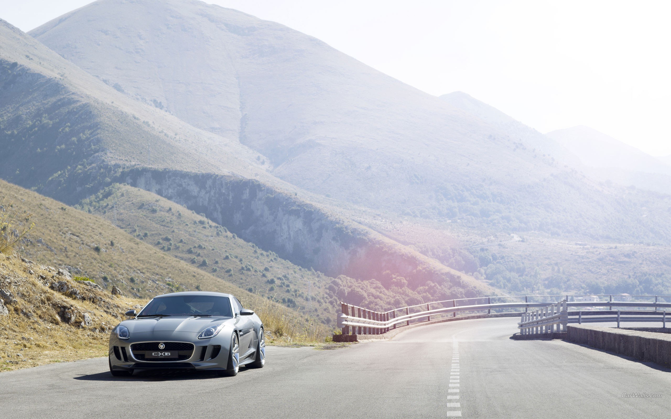 Jaguar F-Type on mountain road