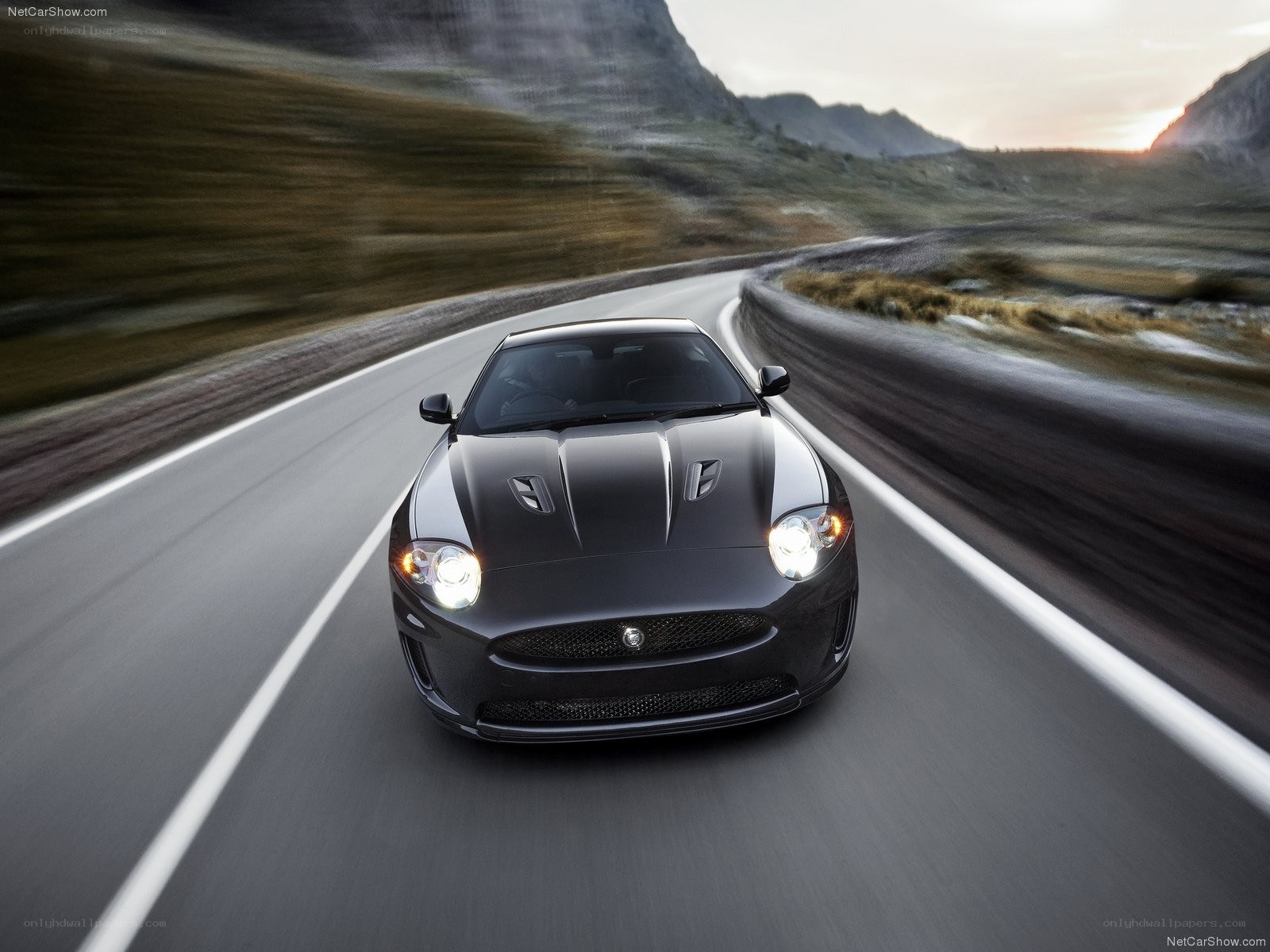 Jaguar F-Type on mountain road