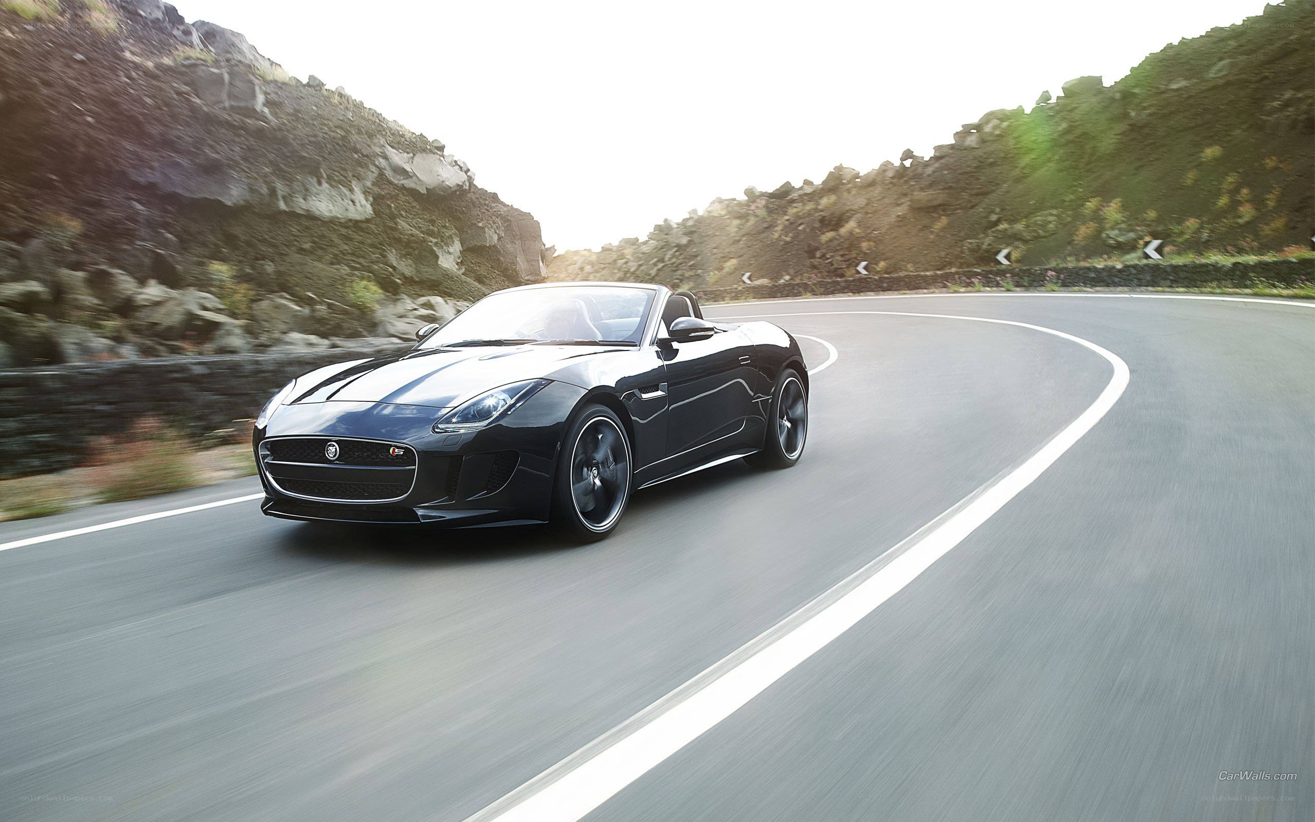 Jaguar F-Type on winding road