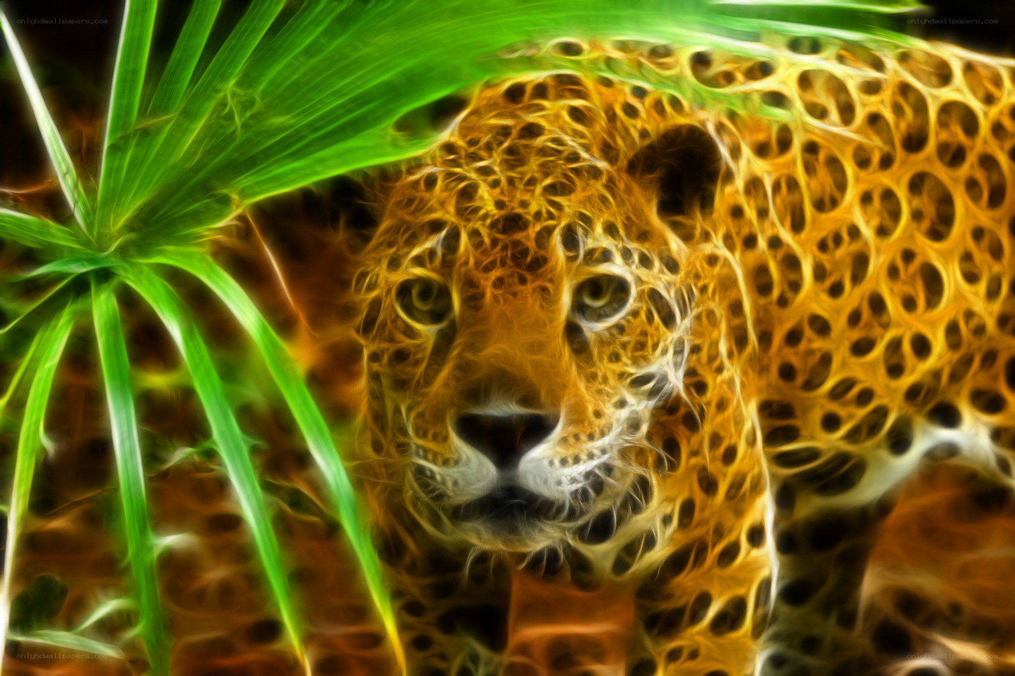 Jaguar in jungle foliage