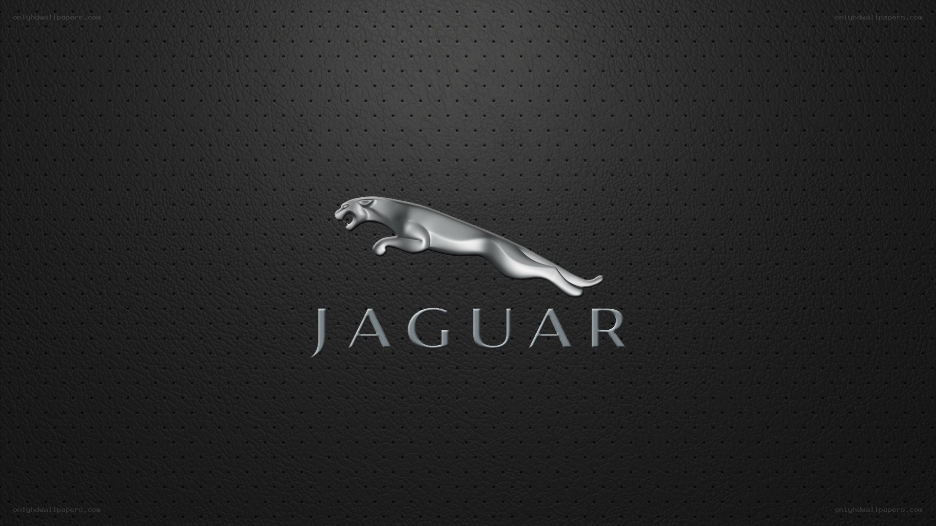 Jaguar logo on black leather