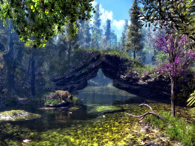 Jaguar Near River — Green