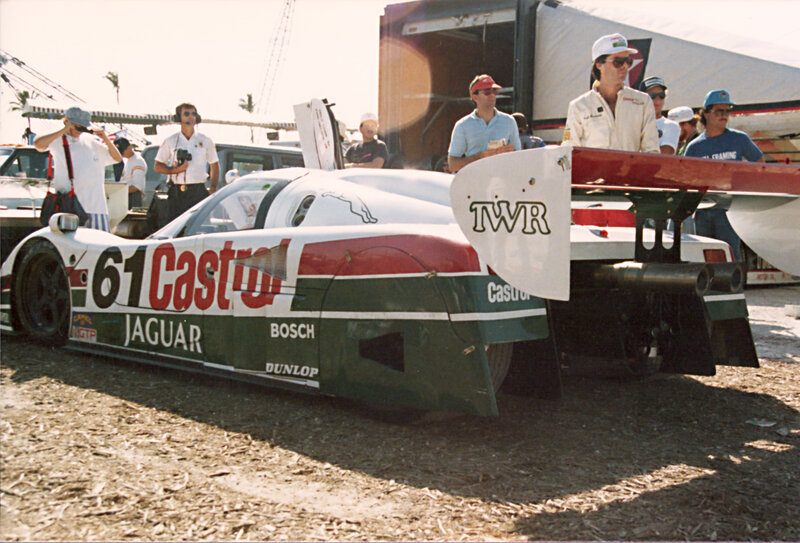 Jaguar race car at a track