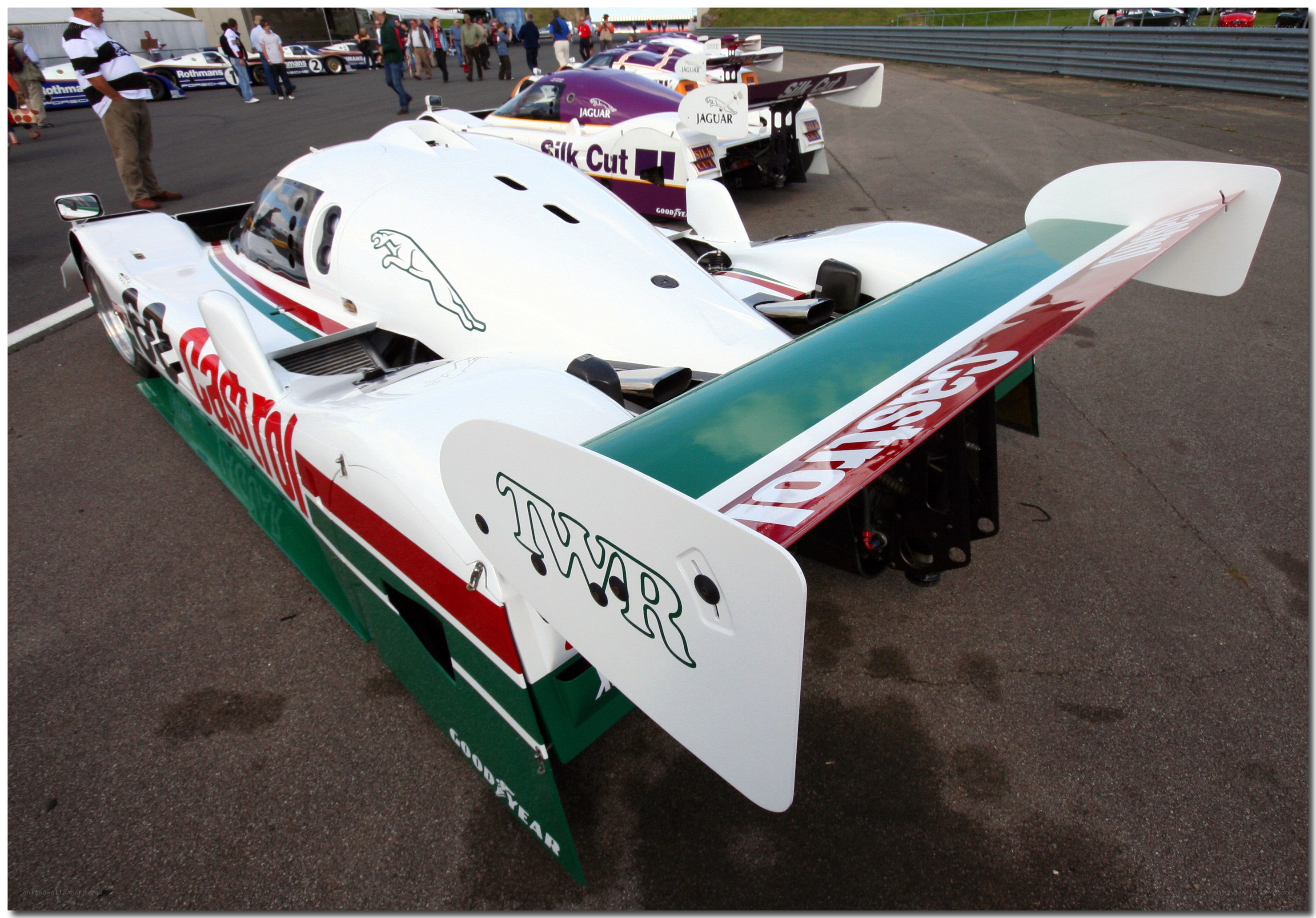 Jaguar racing car at a track