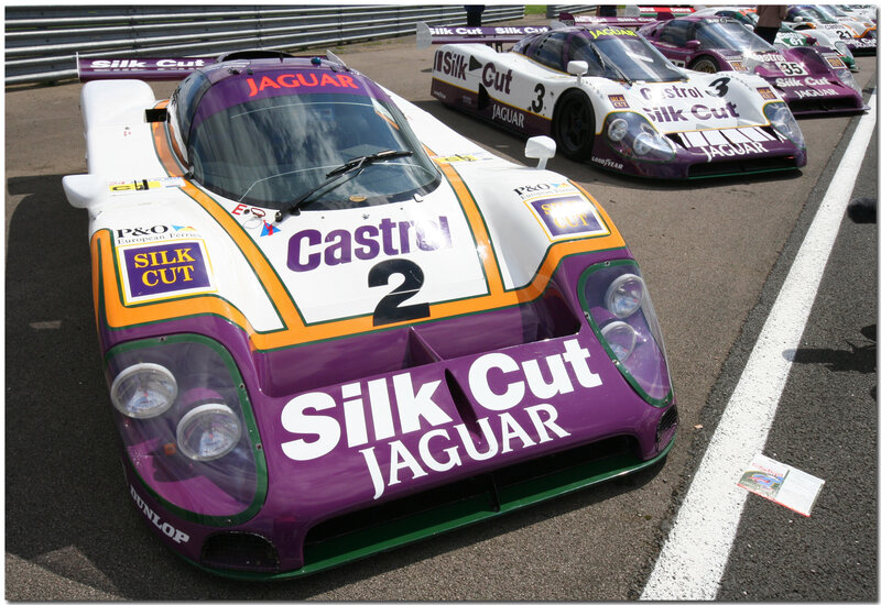 Jaguar racing cars on track