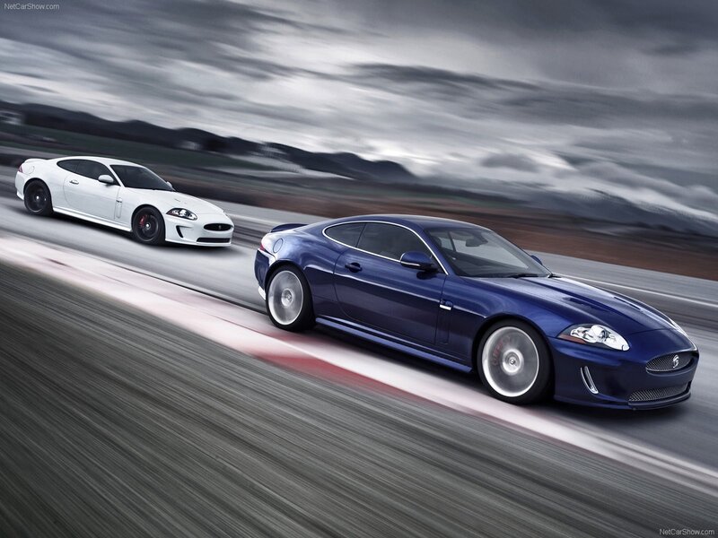 Jaguar sports cars on track