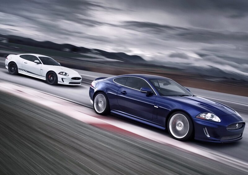 Jaguar sports cars on track
