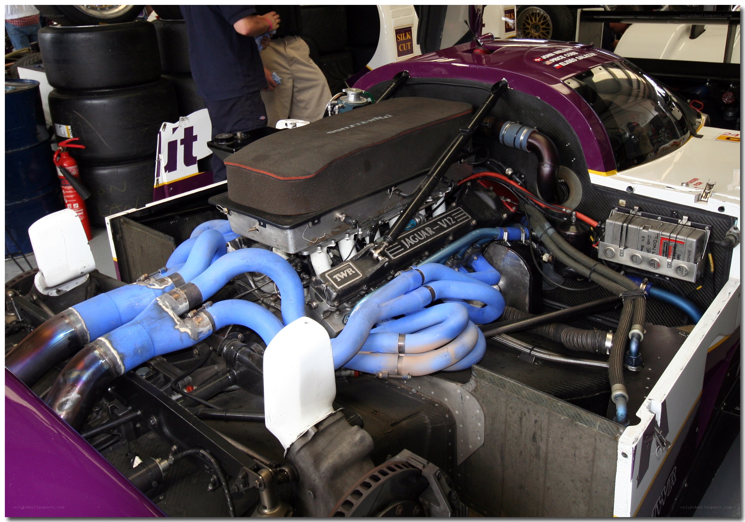 Jaguar V12 engine in race car