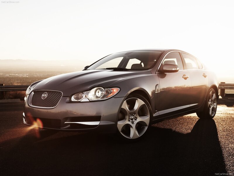 Jaguar XF sedan at sunset