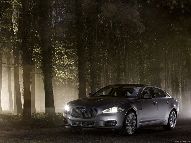 Jaguar XJ in a misty forest