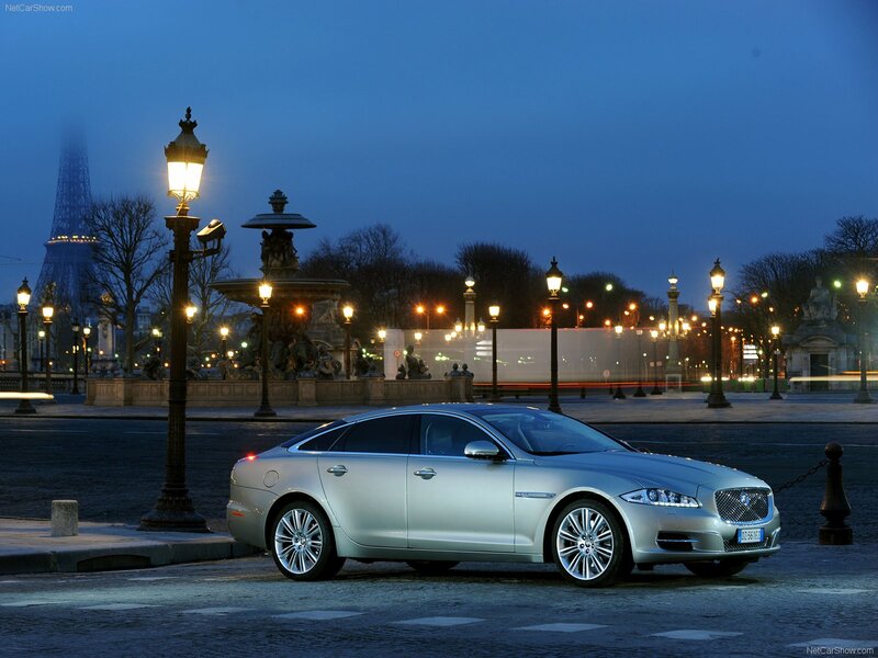 Jaguar XJ in Paris at dusk