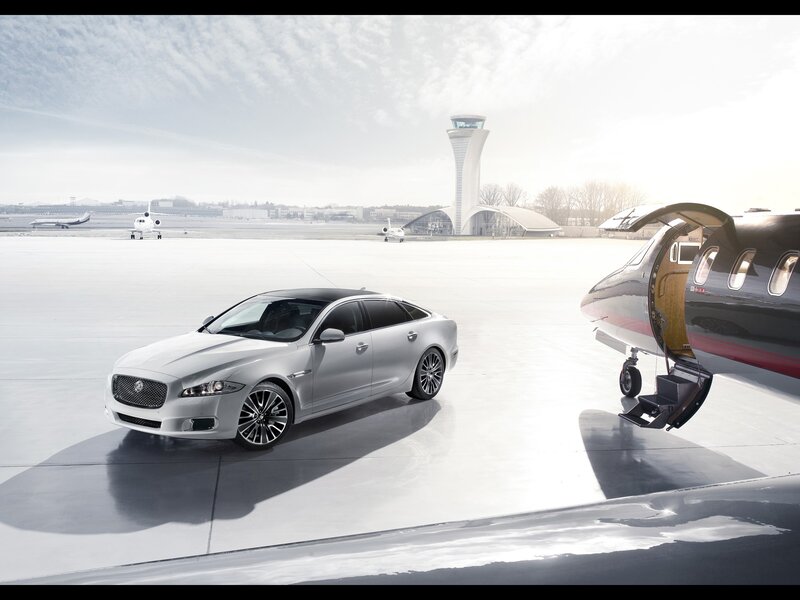 Jaguar XJ on airport tarmac