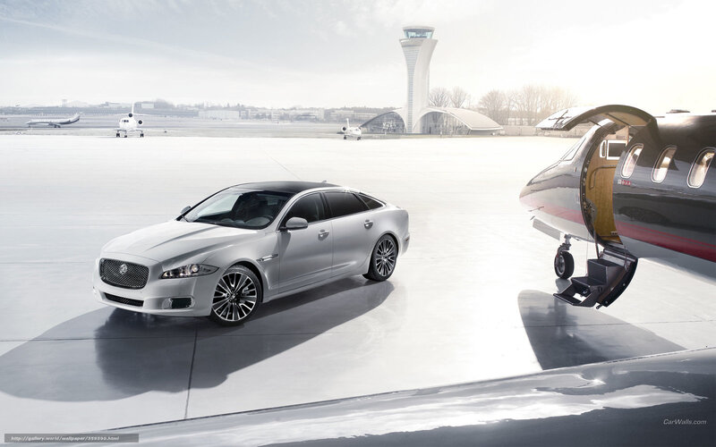 Jaguar XJ on airport tarmac
