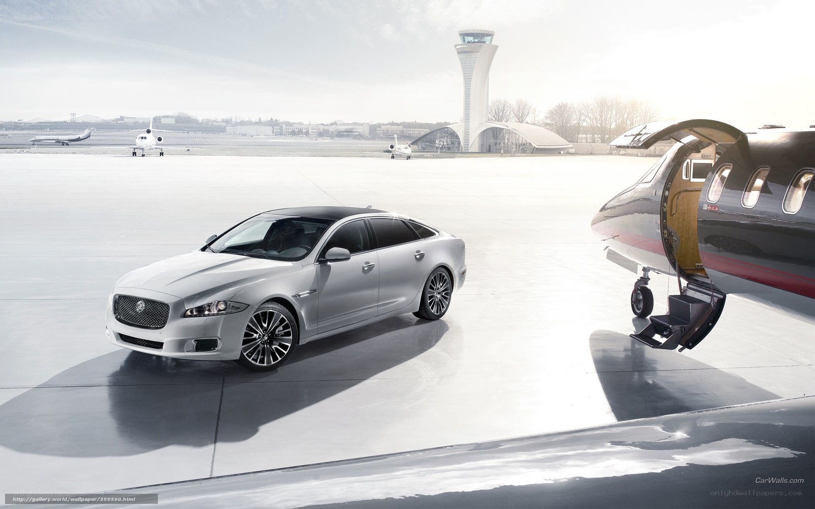 Jaguar XJ on airport tarmac