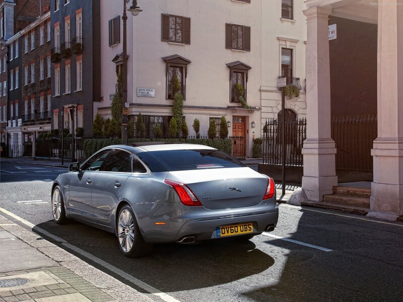 Jaguar XJ parked on a city street