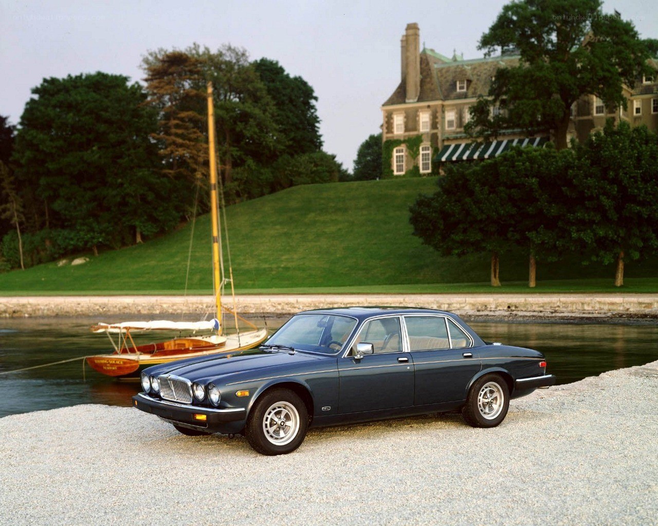 Jaguar XJ6 by a lake