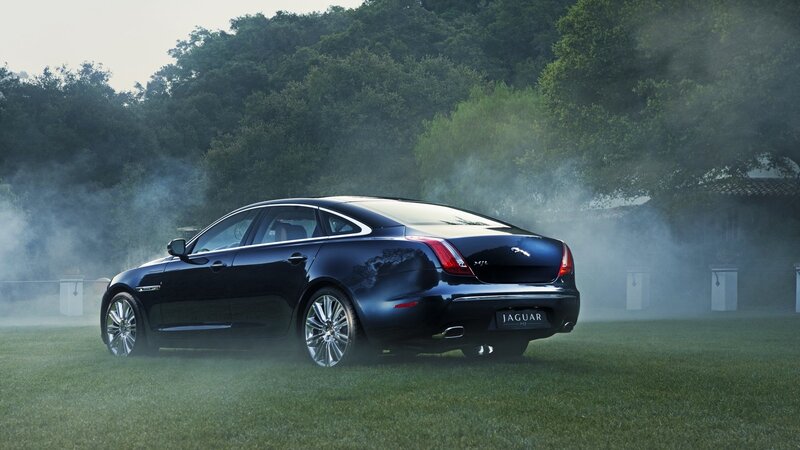 Jaguar XJL on a misty lawn