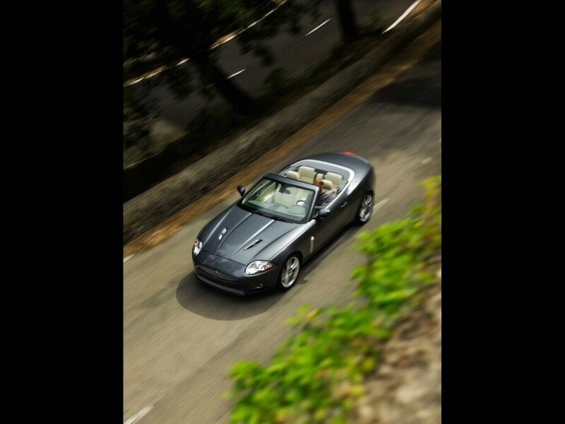 Jaguar XK convertible on road