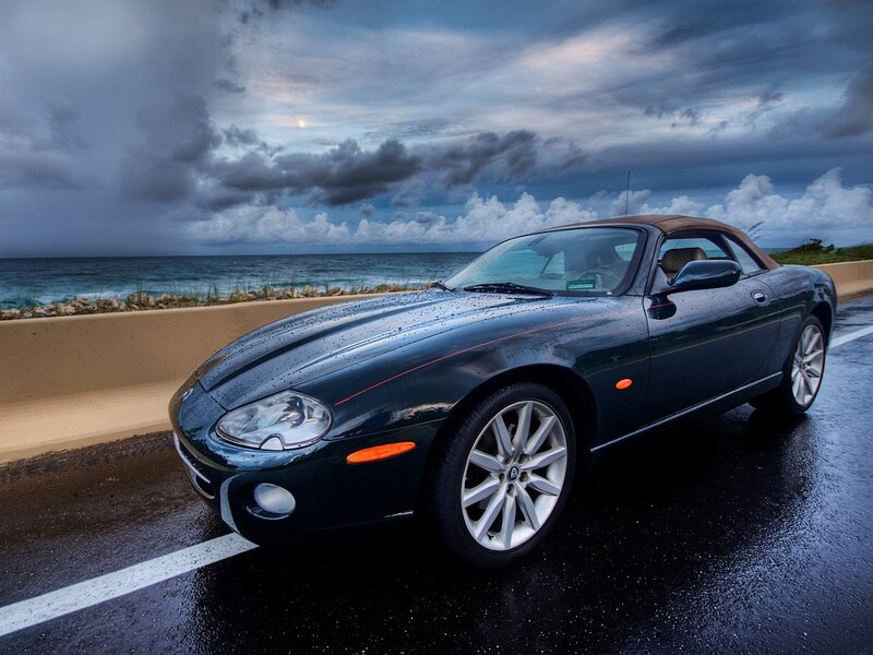 Jaguar XK8 convertible by the sea