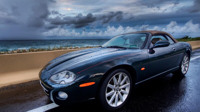 Jaguar XK8 convertible by the sea