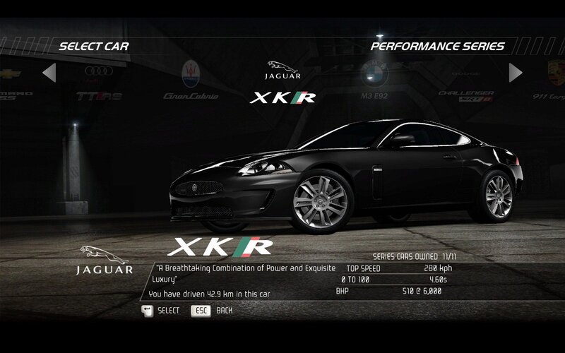 Jaguar XKR car selection