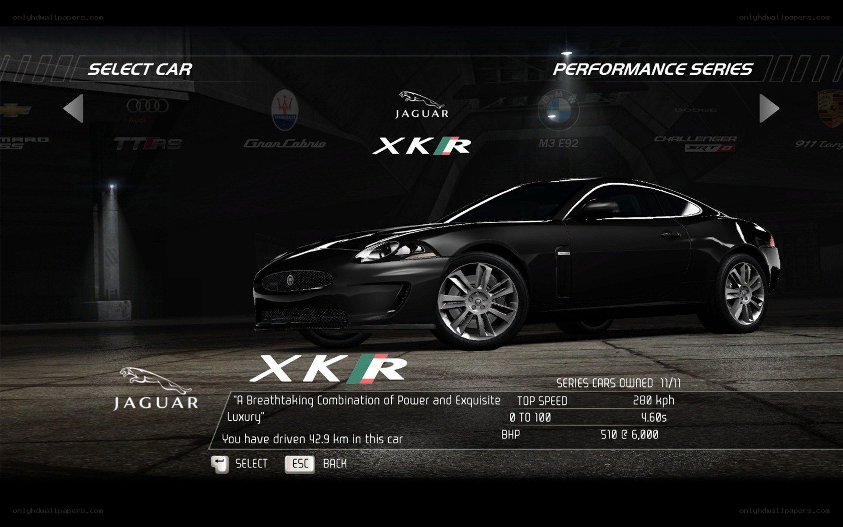 Jaguar XKR car selection