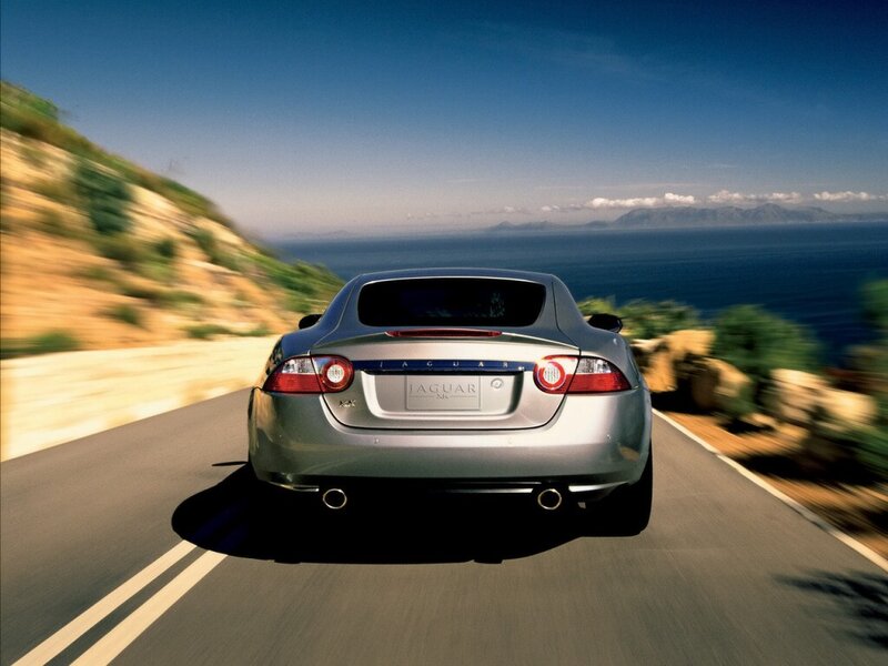 Jaguar XKX on coastal road