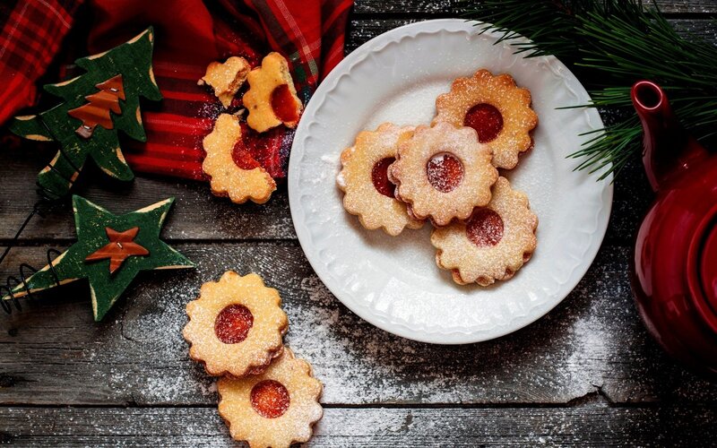 Jam-filled Cookies on Plate