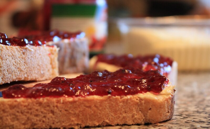 jam on toast slices