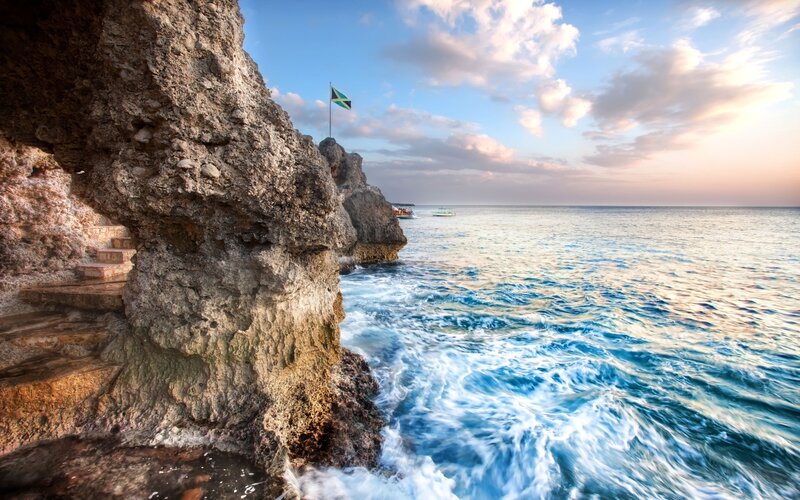Jamaican Flag on Cliff