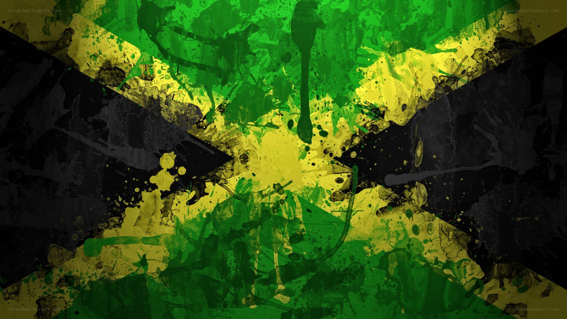 Jamaican flag splatter art