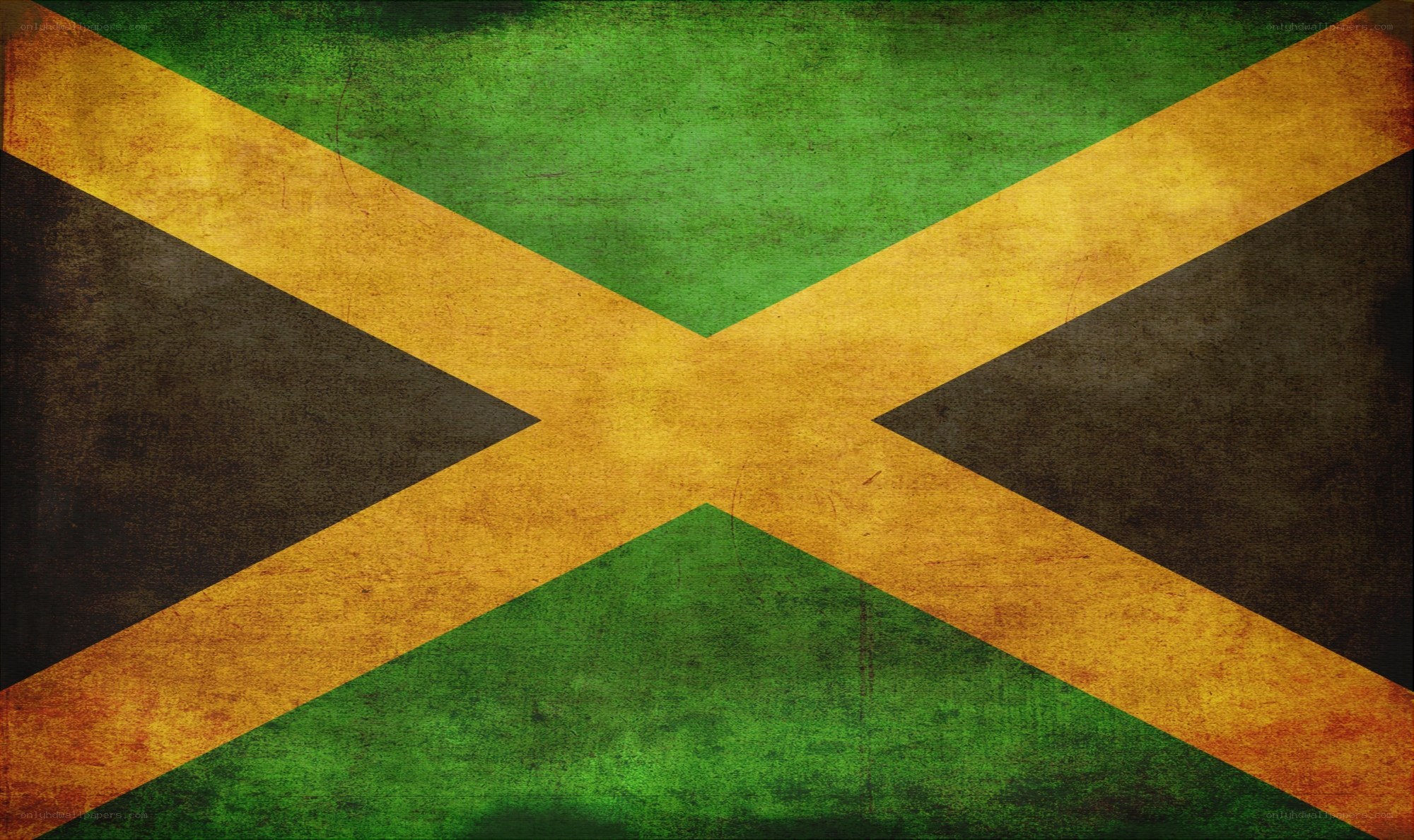 Jamaican flag with distressed texture