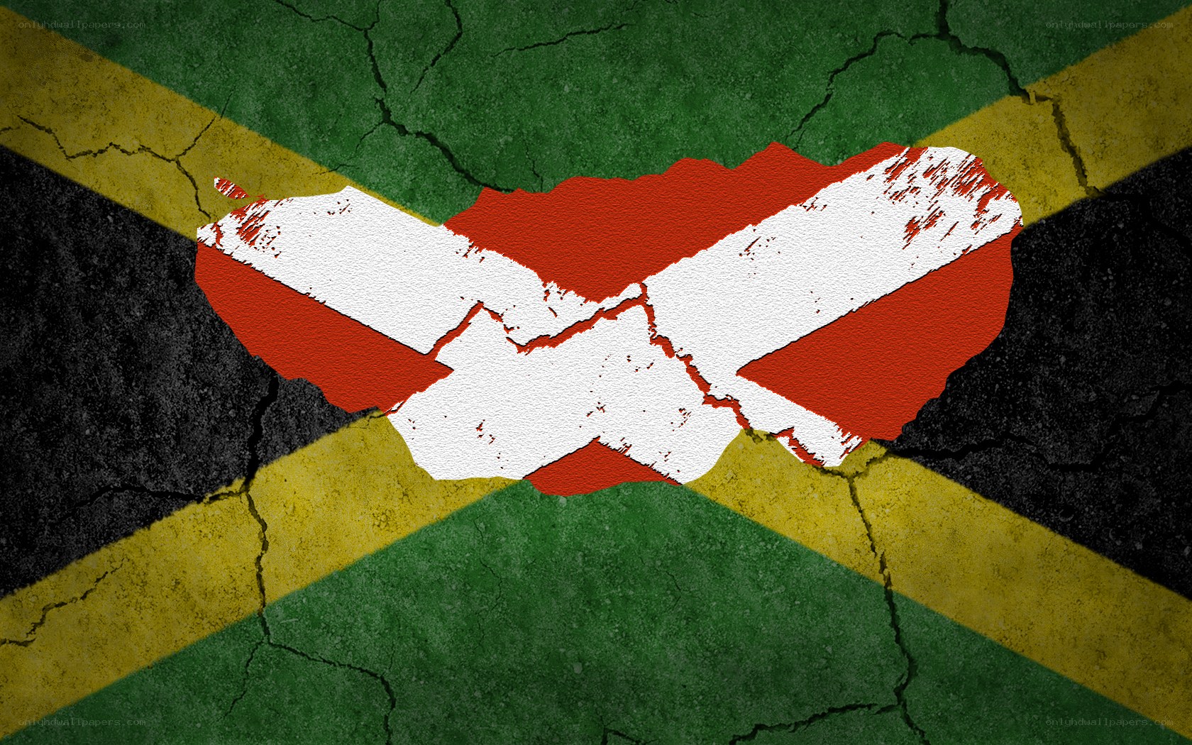 Jamaican flag with handshake symbol