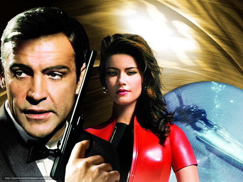James Bond and a woman in red