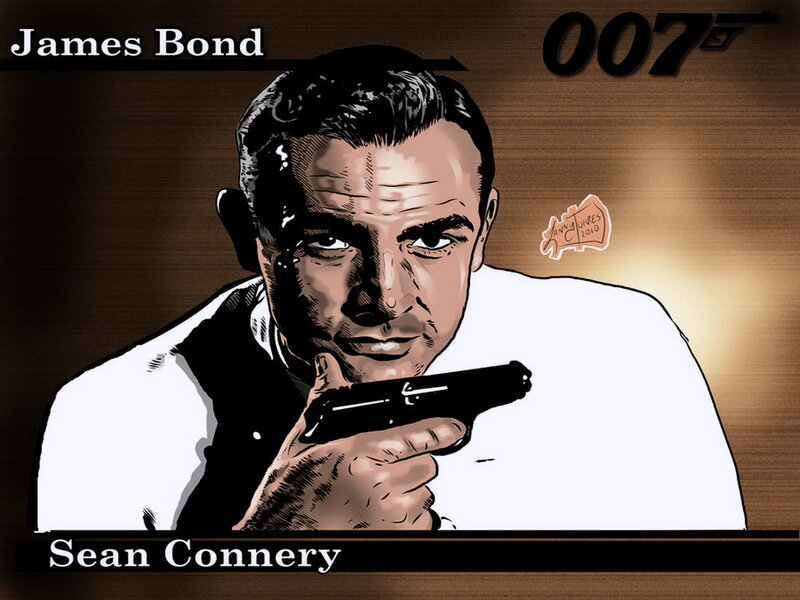 James Bond Holding Gun — Brown