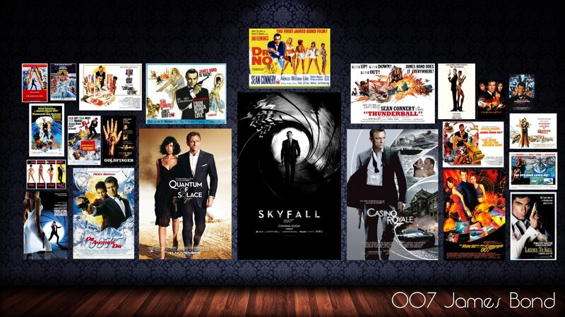 James Bond movie posters collage