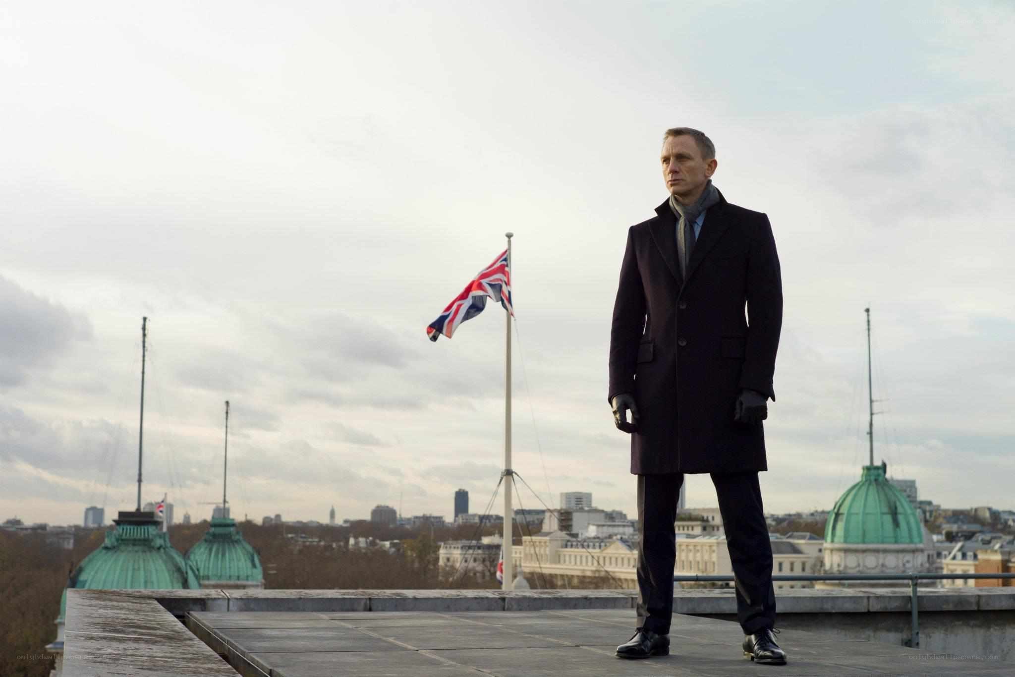 James Bond on a rooftop